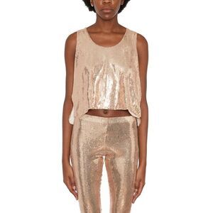 NOSTRASANTISSIMA Sequin Sleeveless Cropped Top Women GOLD T-Shirts & Tops